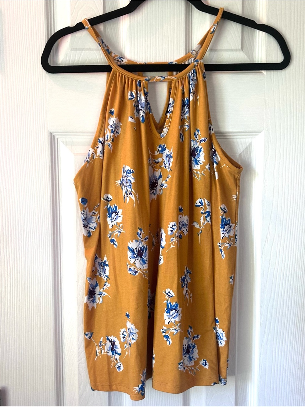 Papermoon Mustard Floral Keyhole Tank Top | Stitch Fix